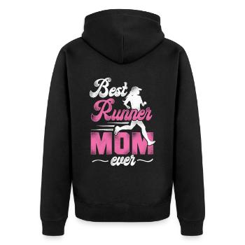Running Runner Half Marathon Mom - Unisex Premium Bio Zip Hoodie - Schwarz - Hinten - Nico (187cm)