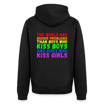Le monde a de plus gros problèmes que les personnes LGBTQ+ - Veste à capuche bio Premium Unisexe - noir - Dos - Nico (187cm)