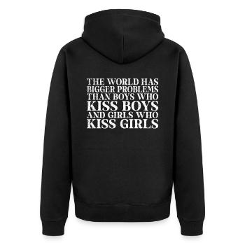 Le monde a de plus gros problèmes que les personnes LGBTQ+ - Veste à capuche bio Premium Unisexe - noir - Dos - Nico (187cm)