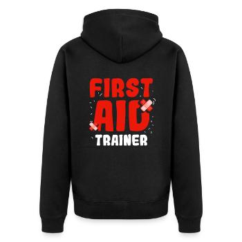 Erste Hilfe Ausbilder Sofortmaßnahmen Kurs Lehrer - Unisex Premium Bio Zip Hoodie - Schwarz - Hinten - Nico (187cm)