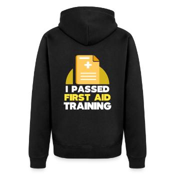 Ich Habe Einen Erste Hilfe Kurs Bestanden Lehrer - Unisex Premium Bio Zip Hoodie - Schwarz - Hinten - Nico (187cm)