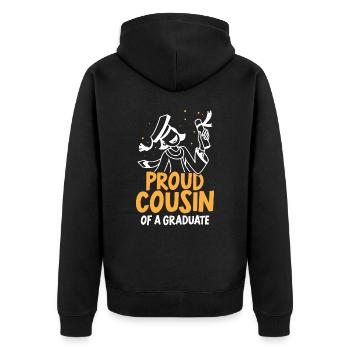 Stolzer Cousin Eines Absolventen Absolvent - Unisex Premium Bio Zip Hoodie - Schwarz - Hinten - Nico (187cm)