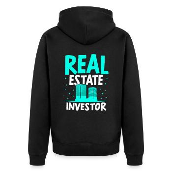 Immobilien Investor Immobilieninvestor Anleger - Unisex Premium Bio Zip Hoodie - Schwarz - Hinten - Nico (187cm)
