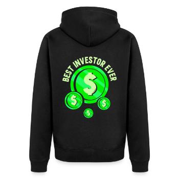 Bester Investor Aller Zeiten Anleger Investieren - Unisex Premium Bio Zip Hoodie - Schwarz - Hinten - Nico (187cm)