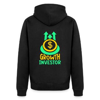 Wachstumsinvestor Growth Wachstum Anlegen Anleger - Unisex Premium Bio Zip Hoodie - Schwarz - Hinten - Nico (187cm)