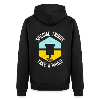 Special Things Take A While 3D Printing 3D Printer - Unisex Premium Organic Zip Hoodie - black - Back - Nico (187cm)