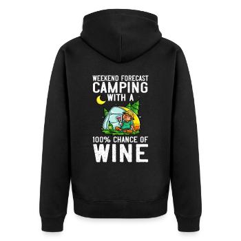 Camping Wine Drinker Beginner Camper Hiking - Unisex Premium Organic Zip Hoodie - black - Back - Nico (187cm)
