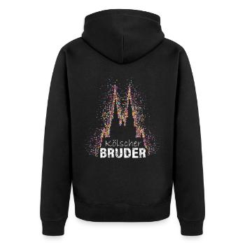 Kölscher Bruder Kölner Dom Konfetti Kostümersatz - Unisex Premium Bio Zip Hoodie - Schwarz - Hinten - Nico (187cm)