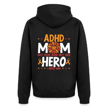 ADHS-Mutter ADHS-Bewusstsein Umarmung der Neurodiversität - Unisex Premium Bio Zip Hoodie - Schwarz - Hinten - Nico (187cm)