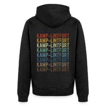 Kamp-Lintfort Stadt Retro Vintage - Unisex Premium Bio Zip Hoodie - Schwarz - Hinten - Nico (187cm)