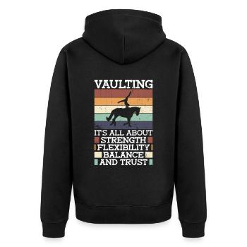 Voltigieren Pferd Reiterin Voltigierer - Unisex Premium Bio Zip Hoodie - Schwarz - Hinten - Nico (187cm)