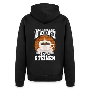 Maurer - Unisex Premium Bio Zip Hoodie - Schwarz - Hinten - Nico (187cm)