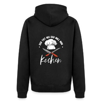 Der Tut Nix Der Will Nur Kochen Koch - Unisex Premium Bio Zip Hoodie - Schwarz - Hinten - Nico (187cm)