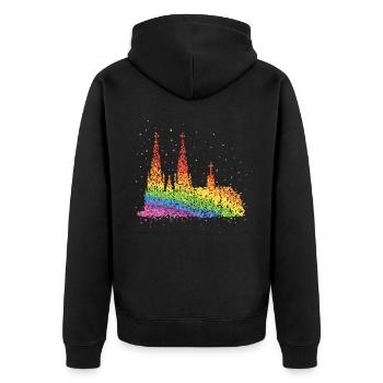 Cathédrale de Cologne Kölle Gay Rainbow Flag Pride - Veste à capuche bio Premium Unisexe - noir - Dos - Nico (187cm)