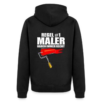 Maler - Unisex Premium Bio Zip Hoodie - Schwarz - Hinten - Nico (187cm)