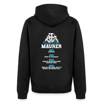 Maurer - Unisex Premium Bio Zip Hoodie - Schwarz - Hinten - Nico (187cm)