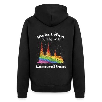 Kölner Dom Regenbogenfahne Pride Kölle Alaaf - Unisex Premium Bio Zip Hoodie - Schwarz - Hinten - Nico (187cm)