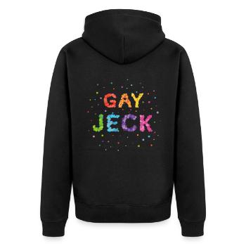 Gay Jeck Konfetti Schwul Homosexuell Karneval - Unisex Premium Bio Zip Hoodie - Schwarz - Hinten - Nico (187cm)