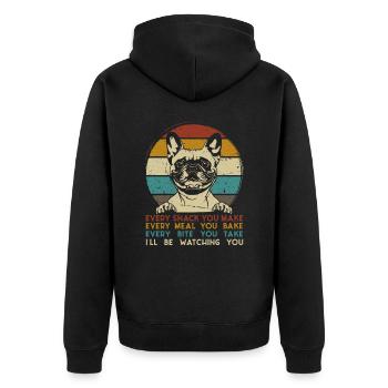 Français Bulldog Français Bulldog rétro - Veste à capuche bio Premium Unisexe - noir - Dos - Nico (187cm)