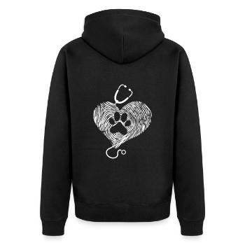 Tierarzt - Unisex Premium Bio Zip Hoodie - Schwarz - Hinten - Nico (187cm)