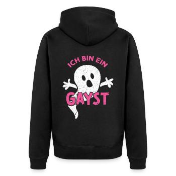 Geist Kostümersatz Gay Schwul Karneval Homosexuell - Unisex Premium Bio Zip Hoodie - Schwarz - Hinten - Nico (187cm)
