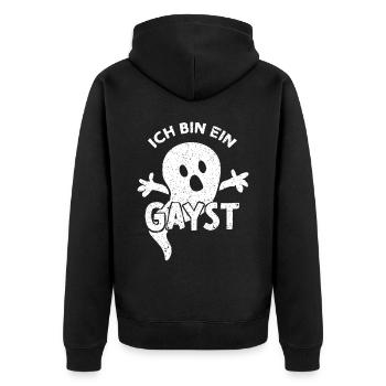Geist Kostümersatz Gay Schwul Karneval Fasching - Unisex Premium Bio Zip Hoodie - Schwarz - Hinten - Nico (187cm)