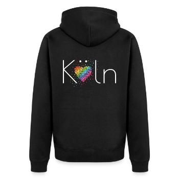 Köln LGBTQ Community Pride CSD Bisexuell Homo - Unisex Premium Bio Zip Hoodie - Schwarz - Hinten - Nico (187cm)