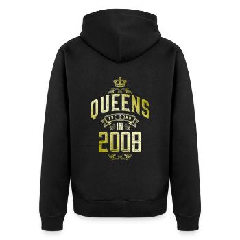 Queens born in 2008 - Unisex Premium Organic Zip Hoodie - black - Back - Nico (187cm)