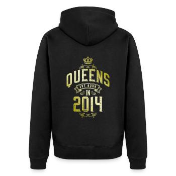 Queens born in 2014 - Unisex Premium Bio Zip Hoodie - Schwarz - Hinten - Nico (187cm)