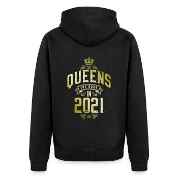Queens born in 2021 - Unisex Premium Organic Zip Hoodie - black - Back - Nico (187cm)