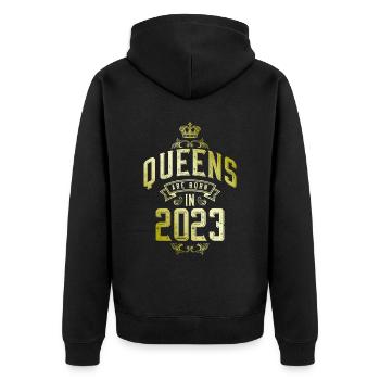 Queens born in 2023 - Unisex Premium Organic Zip Hoodie - black - Back - Nico (187cm)