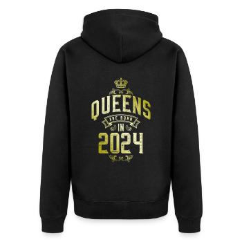 Queens born in 2024 - Unisex Premium Organic Zip Hoodie - black - Back - Nico (187cm)