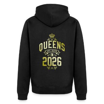 Queens born in 2026 - Unisex Premium Organic Zip Hoodie - black - Back - Nico (187cm)