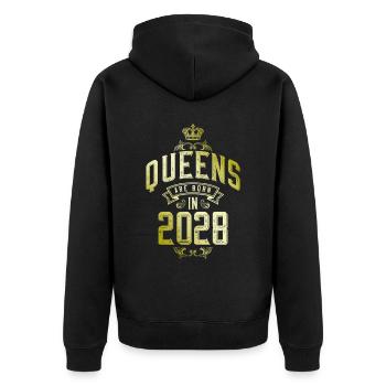 Queens born in 2028 - Unisex Premium Bio Zip Hoodie - Schwarz - Hinten - Nico (187cm)