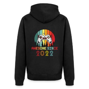 Vintage Geburtstag Geburtstag Retro 2022 Limited - Unisex Premium Bio Zip Hoodie - Schwarz - Hinten - Nico (187cm)
