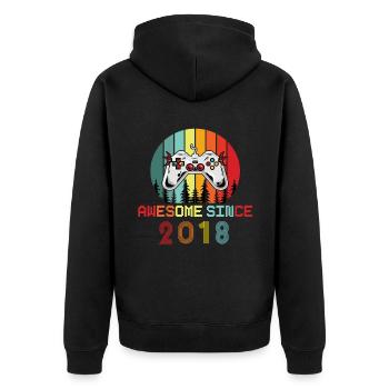 Awesome Since 2018 Geburtstag 2018 Vintage 2018 - Unisex Premium Bio Zip Hoodie - Schwarz - Hinten - Nico (187cm)