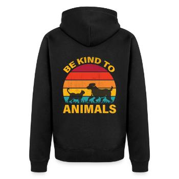 Animal Rights - Save The Chubby Unicorns - Unisex Premium Bio Zip Hoodie - Schwarz - Hinten - Nico (187cm)