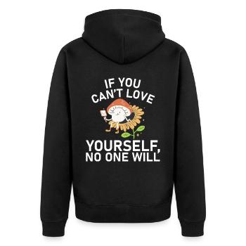 Wenn Sie sich nicht lieben können, wird sich niema - Unisex Premium Bio Zip Hoodie - Schwarz - Hinten - Nico (187cm)