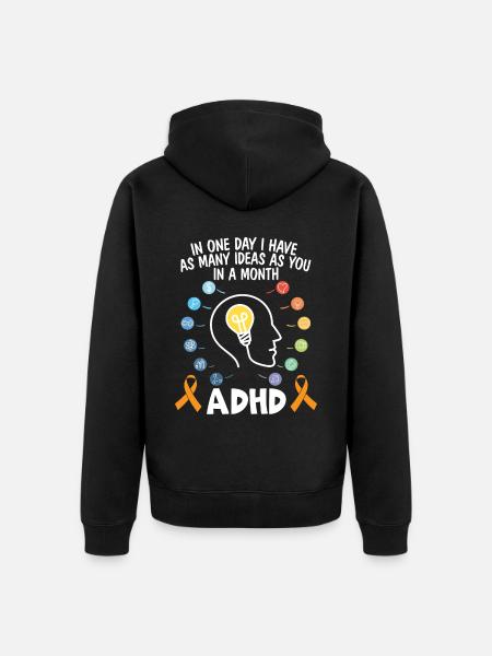 ADHD Warrior Abbraccia la neurodiversità ADHD Consapevolezza - Premium økologisk unisex-hættejakke - sort