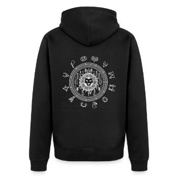 Löwenkopf Leo Zodiac Astrology Horoskopzeichen - Unisex Premium Bio Zip Hoodie - Schwarz - Hinten - Nico (187cm)