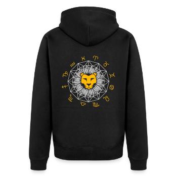 Netter Leo Lion Head Astrologiezeichen Horoskop Zo - Unisex Premium Bio Zip Hoodie - Schwarz - Hinten - Nico (187cm)