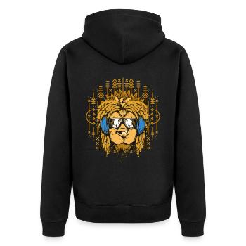 Rasta Dreadlock Reggae Lion Lion Leo Zodiac Symbol - Unisex Premium Bio Zip Hoodie - Schwarz - Hinten - Nico (187cm)