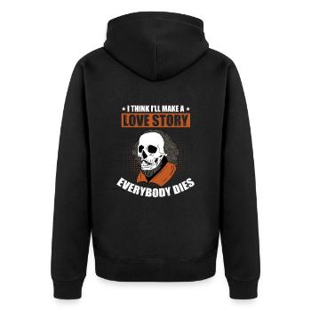 William Shakespeare - Unisex Premium Bio Zip Hoodie - Schwarz - Hinten - Nico (187cm)