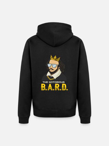 William Shakespeare avec couronne - Veste à capuche bio Premium Unisexe - noir