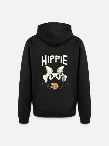 Hippie hip joint - Unisex Premium Organic Zip Hoodie - black