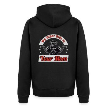 Muscel Car V8 Turbocharger Tuning Rennwagen - Unisex Premium Bio Zip Hoodie - Schwarz - Hinten - Nico (187cm)