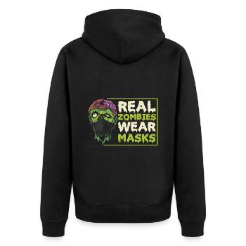 Gruselig Halloween Kürbis Hexen Zombie Gespenster - Unisex Premium Bio Zip Hoodie - Schwarz - Hinten - Nico (187cm)