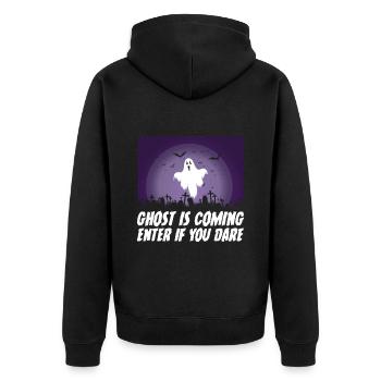 Gruselig Halloween Kürbis Hexen Zombie Gespenster - Unisex Premium Bio Zip Hoodie - Schwarz - Hinten - Nico (187cm)