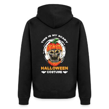 Gruselig Halloween Kürbis Hexen Zombie Gespenster - Unisex Premium Bio Zip Hoodie - Schwarz - Hinten - Nico (187cm)