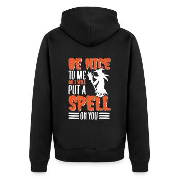 Gruselig Halloween Kürbis Hexen Zombie Gespenster - Unisex Premium Bio Zip Hoodie - Schwarz - Hinten - Nico (187cm)